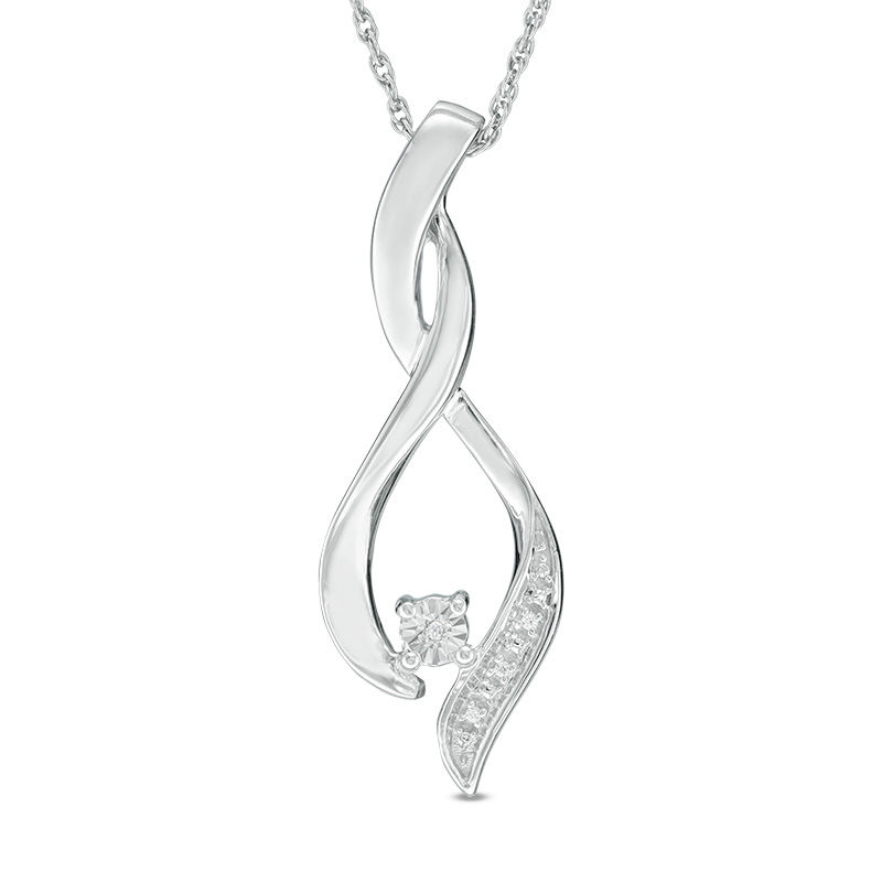 Diamond Accent Twist Flame Pendant in Sterling Silver