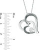 Enhanced Black and White Diamond Accent Double Heart Pendant in Sterling Silver