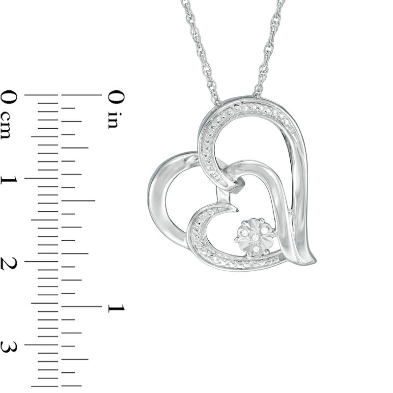 Diamond Accent Double Heart Pendant in Sterling Silver