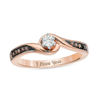 Thumbnail Image 0 of Enhanced Champagne and White Diamond Accent Engraved Promise Ring in 10K Rose Gold (1 Line)