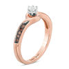 Thumbnail Image 1 of Enhanced Champagne and White Diamond Accent Engraved Promise Ring in 10K Rose Gold (1 Line)