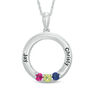 Thumbnail Image 0 of Mother's Simulated Birthstone Circle Pendant in Sterling Silver (3 Stones and 2 Names)