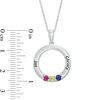 Thumbnail Image 1 of Mother's Simulated Birthstone Circle Pendant in Sterling Silver (3 Stones and 2 Names)