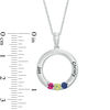 Thumbnail Image 2 of Mother's Simulated Birthstone Circle Pendant in Sterling Silver (3 Stones and 2 Names)