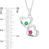 Thumbnail Image 1 of Couple's Simulated Birthstone Double Heart Pendant in Sterling Silver (2 Stones and Names)