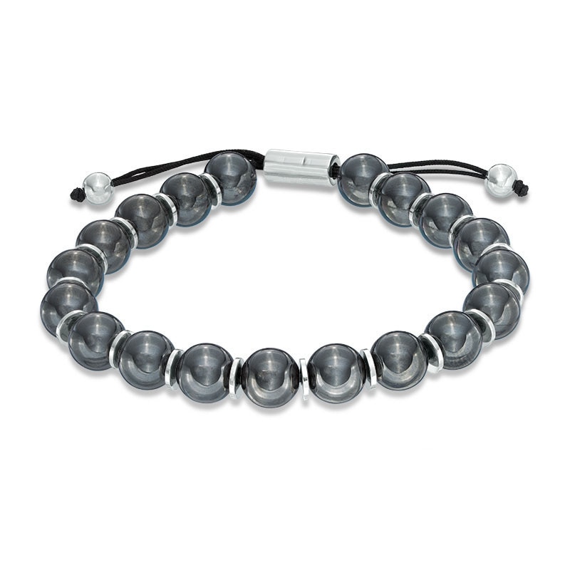 Men's 10.0mm Hematite Bolo Bracelet in Sterling Silver - 8.25"|Peoples Jewellers