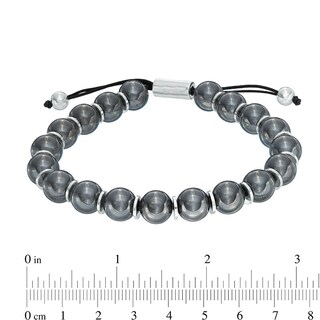 Men's 10.0mm Hematite Bolo Bracelet in Sterling Silver - 8.25"