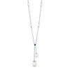 Vera Wang Love Collection Cultured Freshwater Pearl and 0.09 CT. T.W. Diamond Lariat Necklace in Sterling Silver - 19"