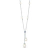 Vera Wang Love Collection Freshwater Cultured Pearl and 0.09 CT. T.W. Diamond Lariat Necklace in Sterling Silver-19"