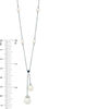 Vera Wang Love Collection Freshwater Cultured Pearl and 0.09 CT. T.W. Diamond Lariat Necklace in Sterling Silver-19"