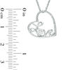 4.0mm Lab-Created White Sapphire and Diamond Accent Cursive "Love" Tilted Heart Pendant in Sterling Silver