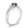 Thumbnail Image 1 of 5.0mm Lab-Created Blue Sapphire and Diamond Accent Swirl Frame Split Shank Ring in Sterling Silver