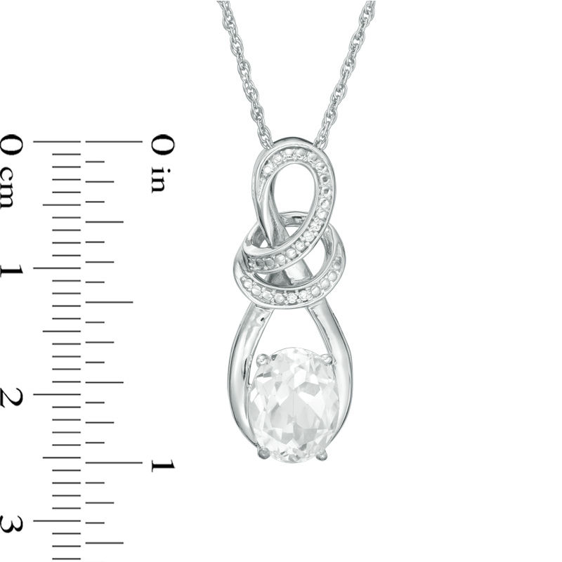 Oval Lab-Created White Sapphire and Diamond Accent Looping Infinity Pendant and Drop Earrings Set in Sterling Silver