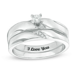 Diamond Accent Slant Bridal Set in Sterling Silver (1 Line)