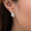 Thumbnail Image 1 of 0.95 CT. T.W. Pear-Shaped Multi-Diamond Frame Stud Earrings in 10K White Gold