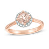 Thumbnail Image 0 of 6.0mm Morganite and Diamond Accent Frame Ring in Sterling Silver and Rose Rhodium