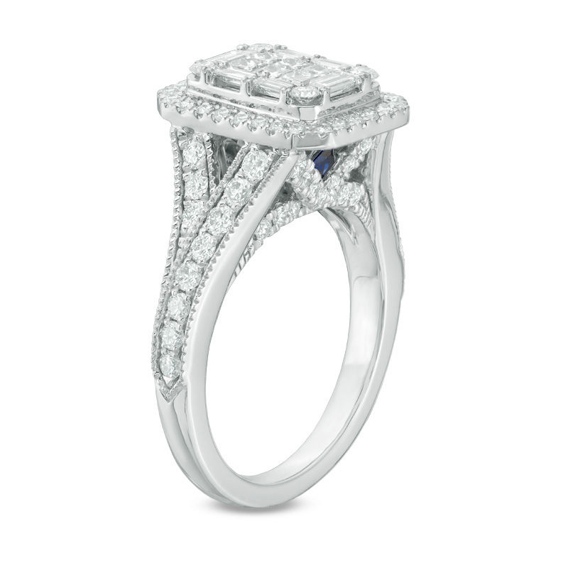 Main Image 2 of Vera Wang Love Collection 1.45 CT. T.W. Composite Diamond Rectangle Frame Engagement Ring in 14K White Gold