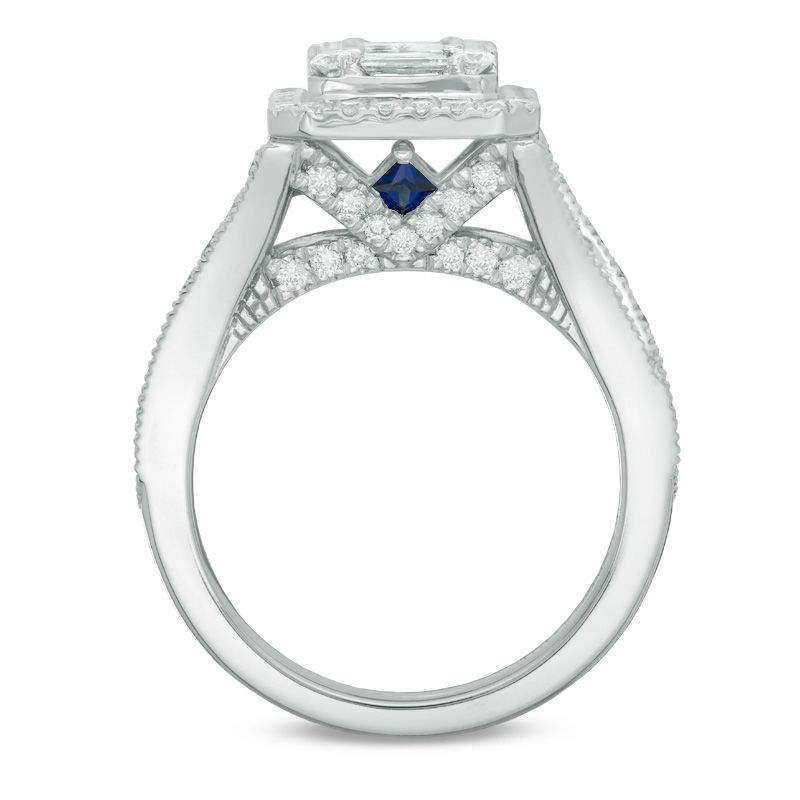 Vera Wang Love Collection 1.45 CT. T.W. Composite Diamond Rectangle Frame Engagement Ring in 14K White Gold