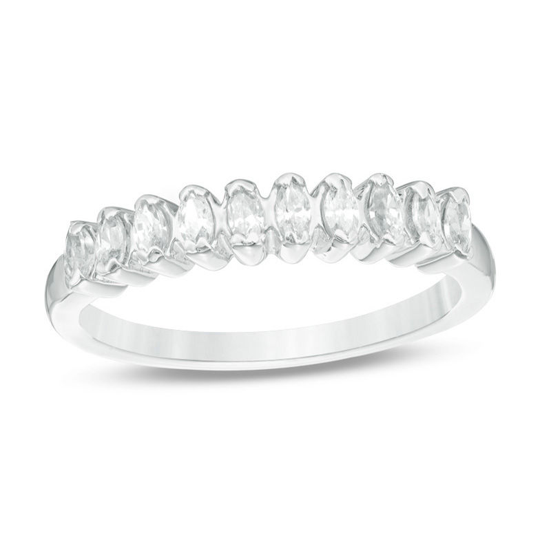 0.45 CT. T.W. Marquise Diamond Wedding Band in 10K White Gold