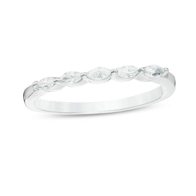 0.23 CT. T.W. Marquise Diamond Anniversary Band in 10K White Gold|Peoples Jewellers