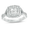 Thumbnail Image 0 of 0.70 CT. T.W. Quad Princess-Cut Diamond Double Frame Twist Engagement Ring in 10K White Gold