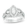 Thumbnail Image 1 of 1.45 CT. T.W. Marquise Diamond Frame Twist Bridal Set in 10K White Gold
