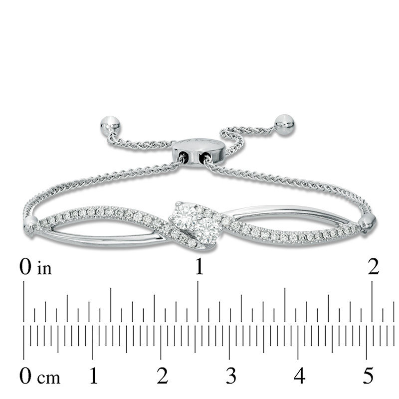 Ever Us™ 0.75 CT. T.W. Two-Stone Diamond Bypass Bolo Bracelet in 14K White Gold - 9.5"