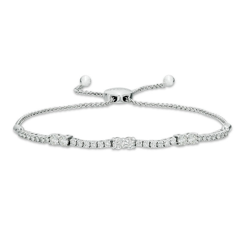 Ever Us™ 1.00 CT. T.W. Two-Stone Diamond Station Bolo Bracelet - 9.0"