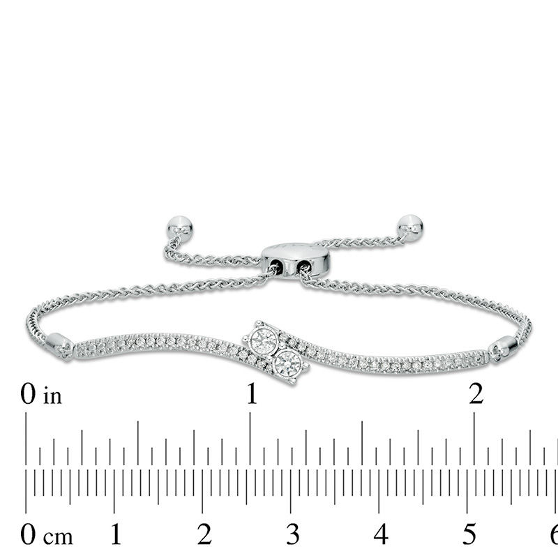 Main Image 3 of Ever Us™ 0.33 CT. T.W. Two-Stone Diamond Bypass Bolo Bracelet in 14K White Gold - 9.5"