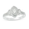0.45 CT. T.W. Marquise Diamond Past Present Future® Frame Engagement Ring in 10K White Gold