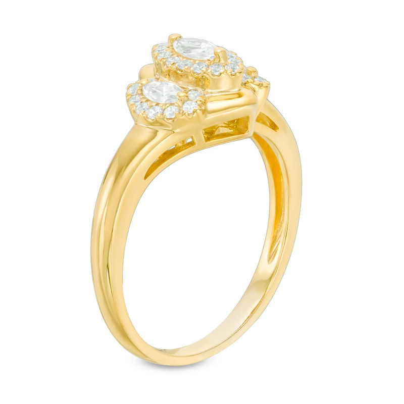 Main Image 2 of 0.45 CT. T.W. Marquise Diamond Past Present Future® Frame Engagement Ring in 10K Gold