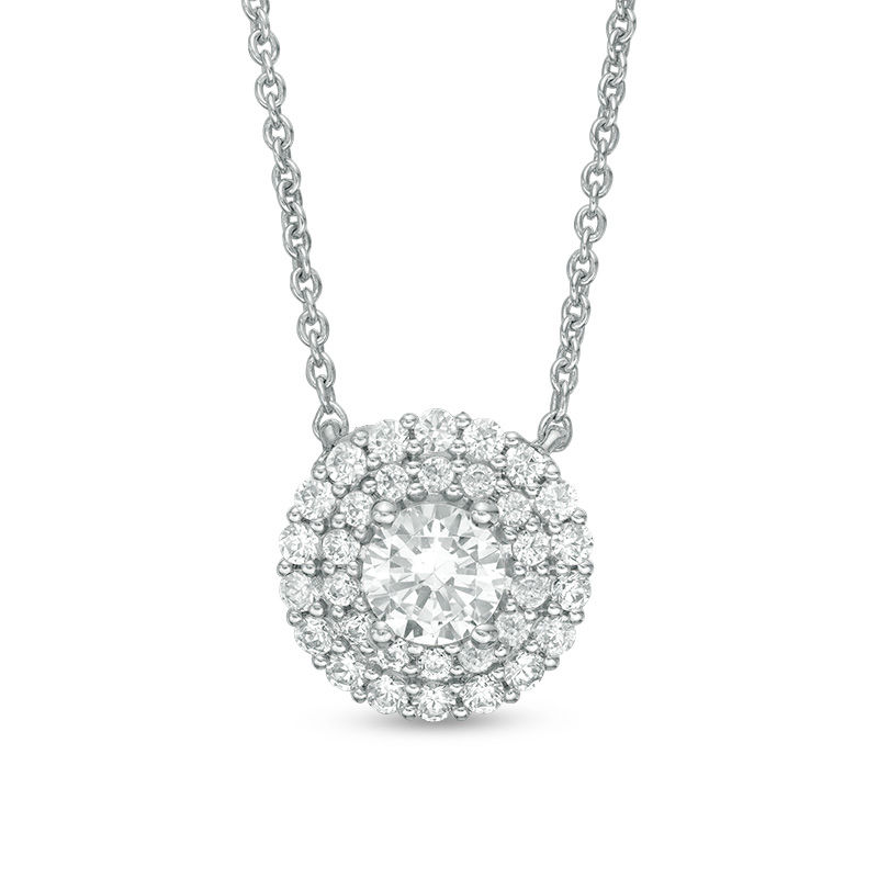 0.38 CT. T.W. Certified Canadian Diamond Double Frame Necklace in 14K White Gold (I/I2)