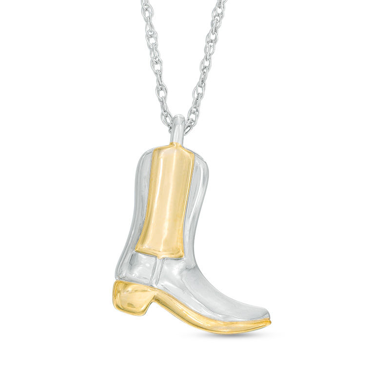 Cowboy Boot Pendant in Sterling Silver and 14K Gold Plate