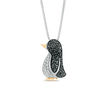 Thumbnail Image 1 of 0.23 CT. T.W. Enhanced Black and White Diamond Penguin Pendant in Sterling Silver and 14K Gold