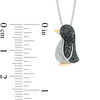 0.23 CT. T.W. Enhanced Black and White Diamond Penguin Pendant in Sterling Silver and 14K Gold