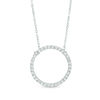 Thumbnail Image 1 of 0.16 CT. T.W. Diamond Open Circle Necklace in 10K White Gold - 17"
