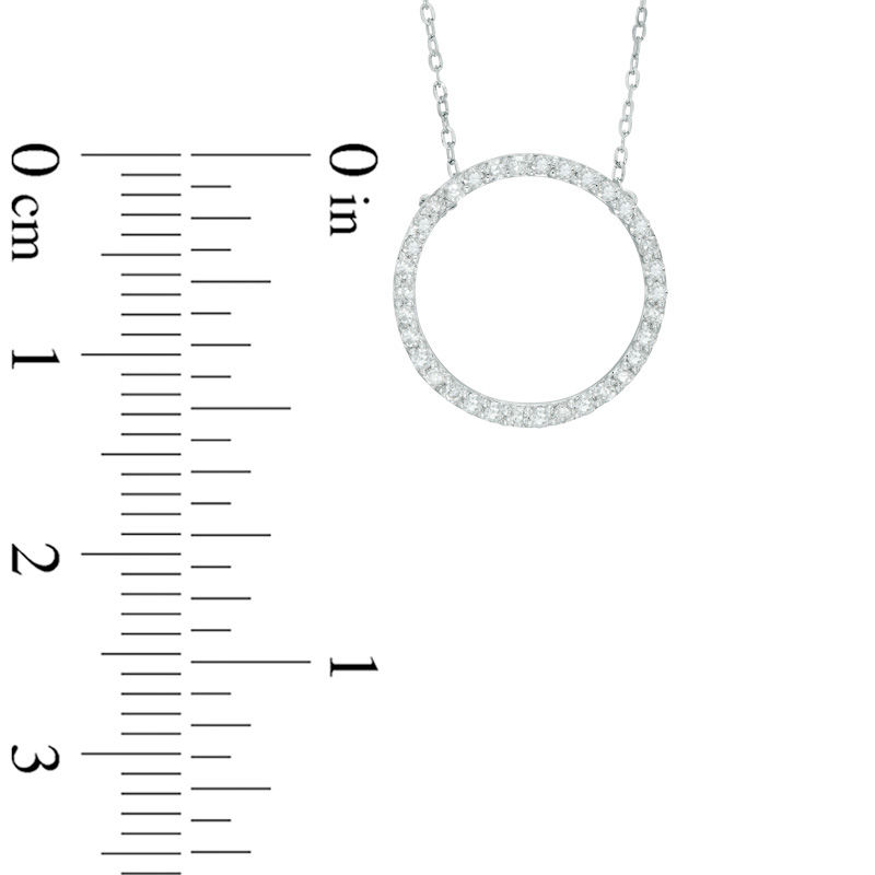 Main Image 2 of 0.16 CT. T.W. Diamond Open Circle Necklace in 10K White Gold - 17"