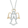 Diamond Accent Angel Pendant in Sterling Silver and 14K Gold