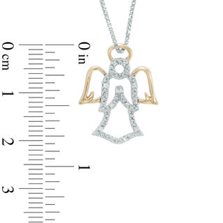 Diamond Accent Angel Pendant in Sterling Silver and 14K Gold