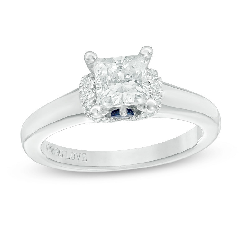 Vera Wang Love Collection 1.09 CT. T.W. Princess-Cut Diamond Solitaire Collar Engagement Ring in 14K White Gold|Peoples Jewellers