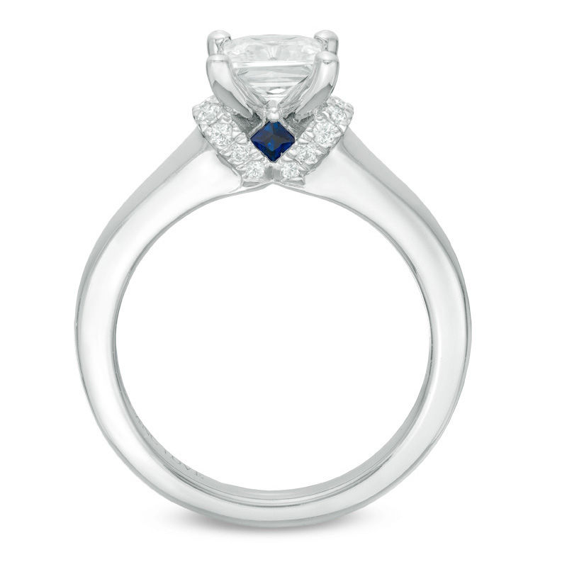 Vera Wang Love Collection 1.09 CT. T.W. Princess-Cut Diamond Solitaire Collar Engagement Ring 14K White Gold