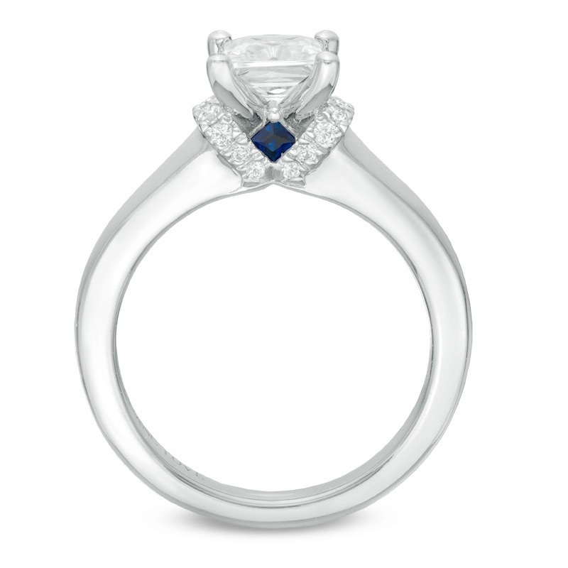 Vera Wang Love Collection 1.09 CT. T.W. Princess-Cut Diamond Solitaire Collar Engagement Ring in 14K White Gold