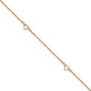 Thumbnail Image 1 of Diamond-Cut Heart Adjustable Anklet in 14K Gold - 10"