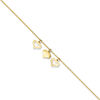 Thumbnail Image 1 of Triple Heart Dangle Adjustable Anklet in 14K Gold - 10"