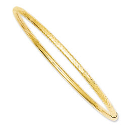 3.0mm Diamond-Cut Tube Slip-On Bangle in 14K Gold - 8.0"