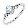 Thumbnail Image 1 of Oval Aquamarine and Diamond Accent Promise Ring in Sterling Silver - Size 7