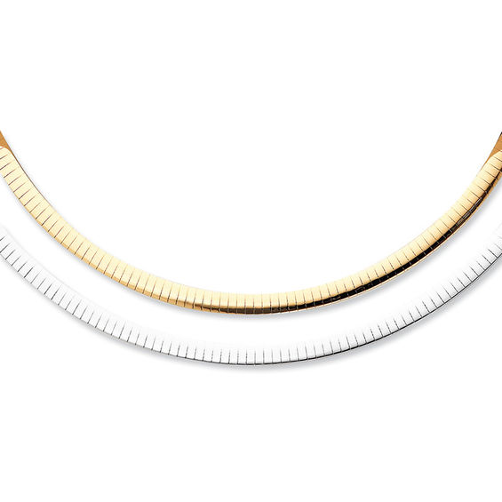 Ladies' Reversible 5.0mm Omega Chain Necklace in 14K Two-Tone Gold -
