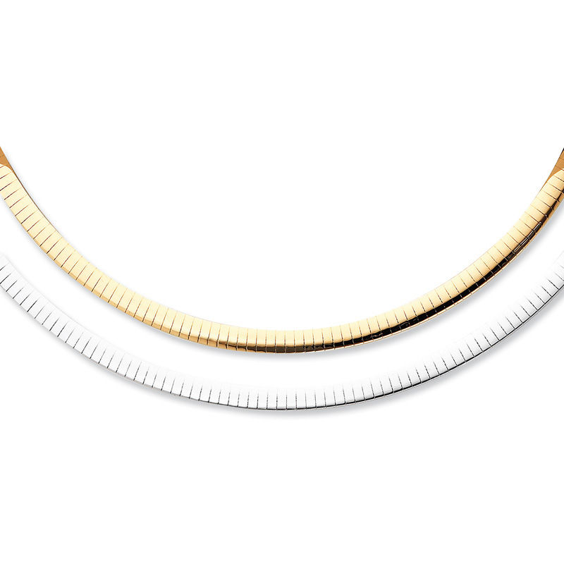 Ladies' Reversible 5.0mm Omega Chain Necklace in 14K Two-Tone Gold - 18"