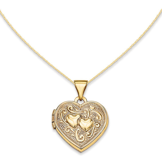 14k solid gold heart locket Pendant