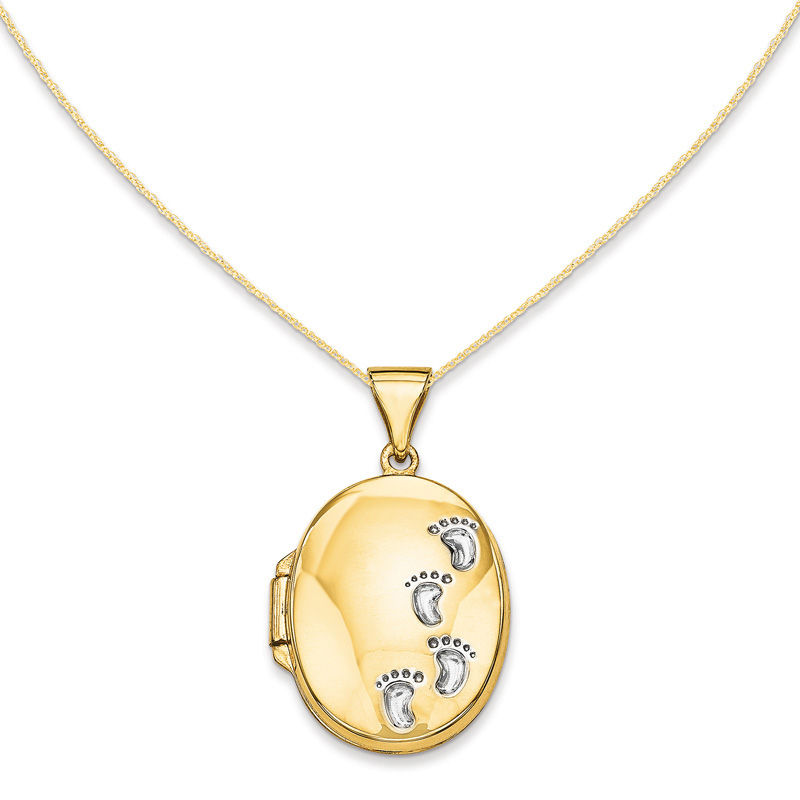 Oval Footprint Locket in 14K Two-Tone Gold|Peoples Jewellers